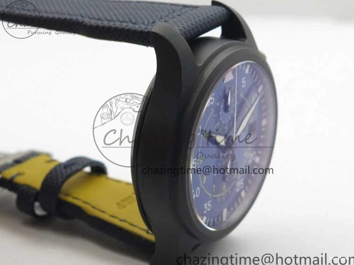 MIROTIME 0304 Reliable Pilot Chrono Blue Angels Black Ceramic ZF Best Edition on Blue Leather Strap A 7088